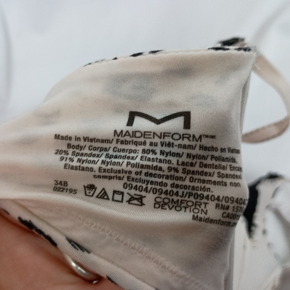 Maidenform Feminine Full Coverage Just B Pink and Black Lace Bras Intimates - Picture 4 of 6